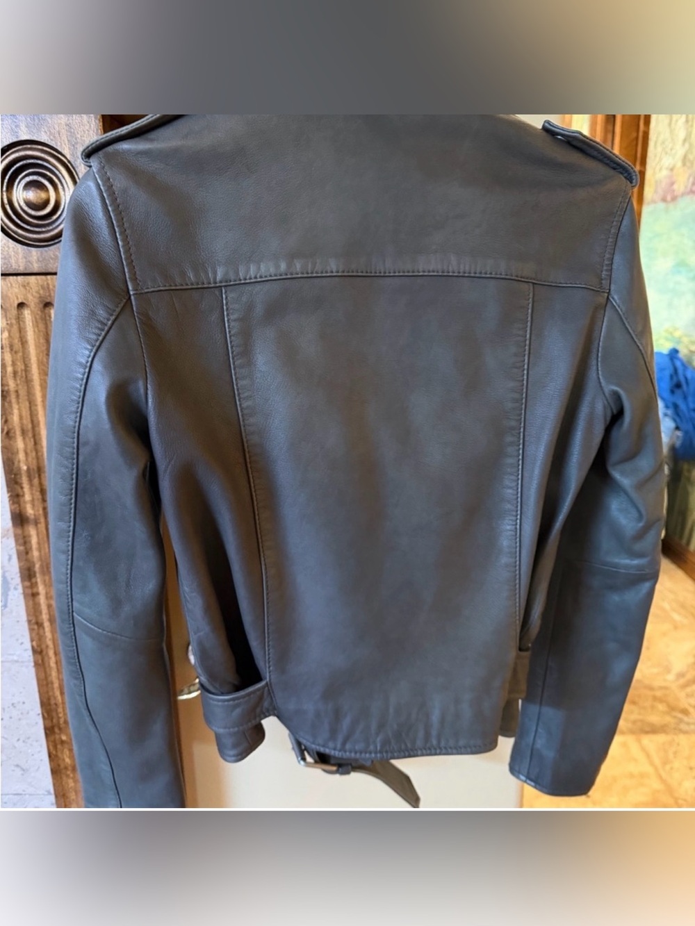 Dark Grey All Saints Balfern Jacket 100% lambskin - Picture 6 of 11
